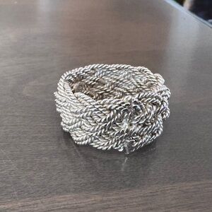Elegant Silver Braided Women's Ring